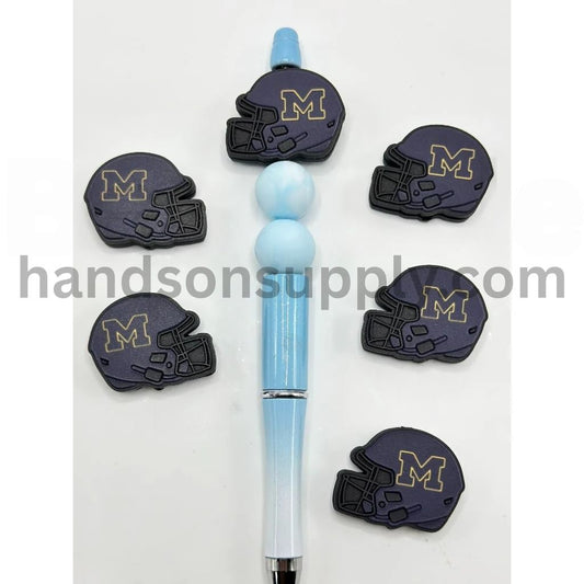 USA Michigan Wolverin Helmet America College University Football Teams Silicone Focal Beads, Please Read the Description