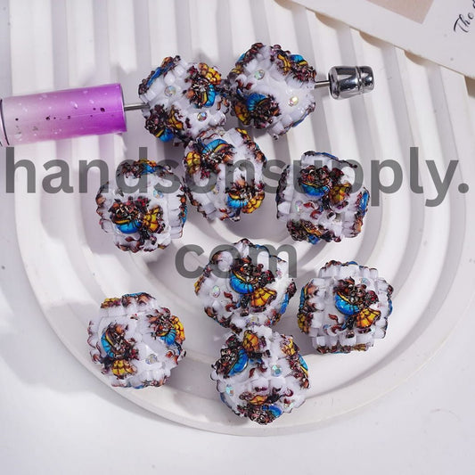 Wild Beast & Beautiful Princess Character Design AB Rhinestones Round Clay Beads 20MM