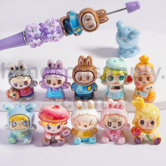 UV Coated Cute Pop Mart  Figures Mix Characters Acrylic Beads Random Mix