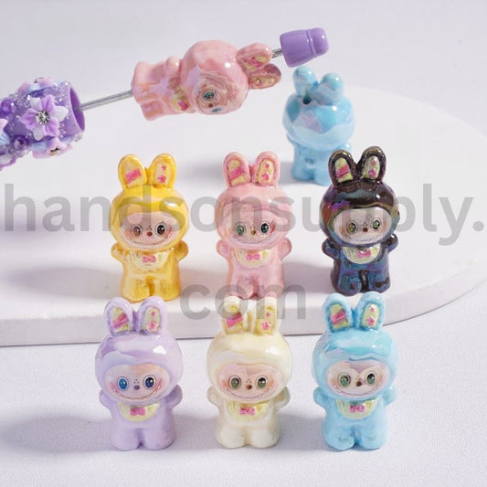 UV Coated Cute Pop Mar Baby Labub Bunny Coustoums Acrylic Beads 18*32MM, Random Mix