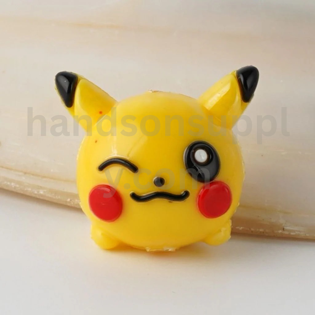 Vivid Pokemo Pikach Japanese Anime Shiny Soft Rubber PVC Beads Around 20x20MM