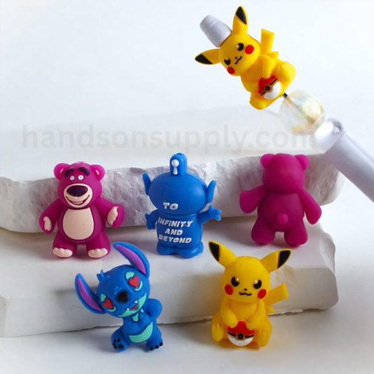 Pikach Lots Bear Alie Disne Pokemo 3D Cute Stitc Toy Stor Silicone Focal Beads