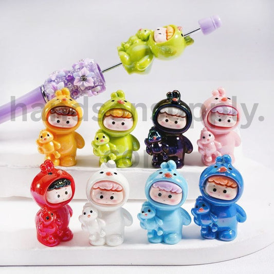 UV Coated Cute Baby Pop Mar Multi Color Design, Acrylic Beads 23mm*34mm, Random Mix