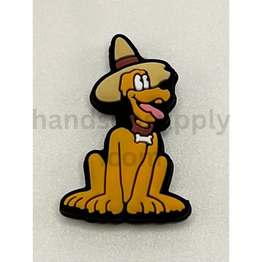 Playful Cartoon Plut Dog with Mexican Hat Silicone Focal Bead