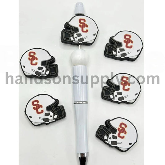 America College University USA Football Teams USC Troja Helmet Silicone Focal Beads