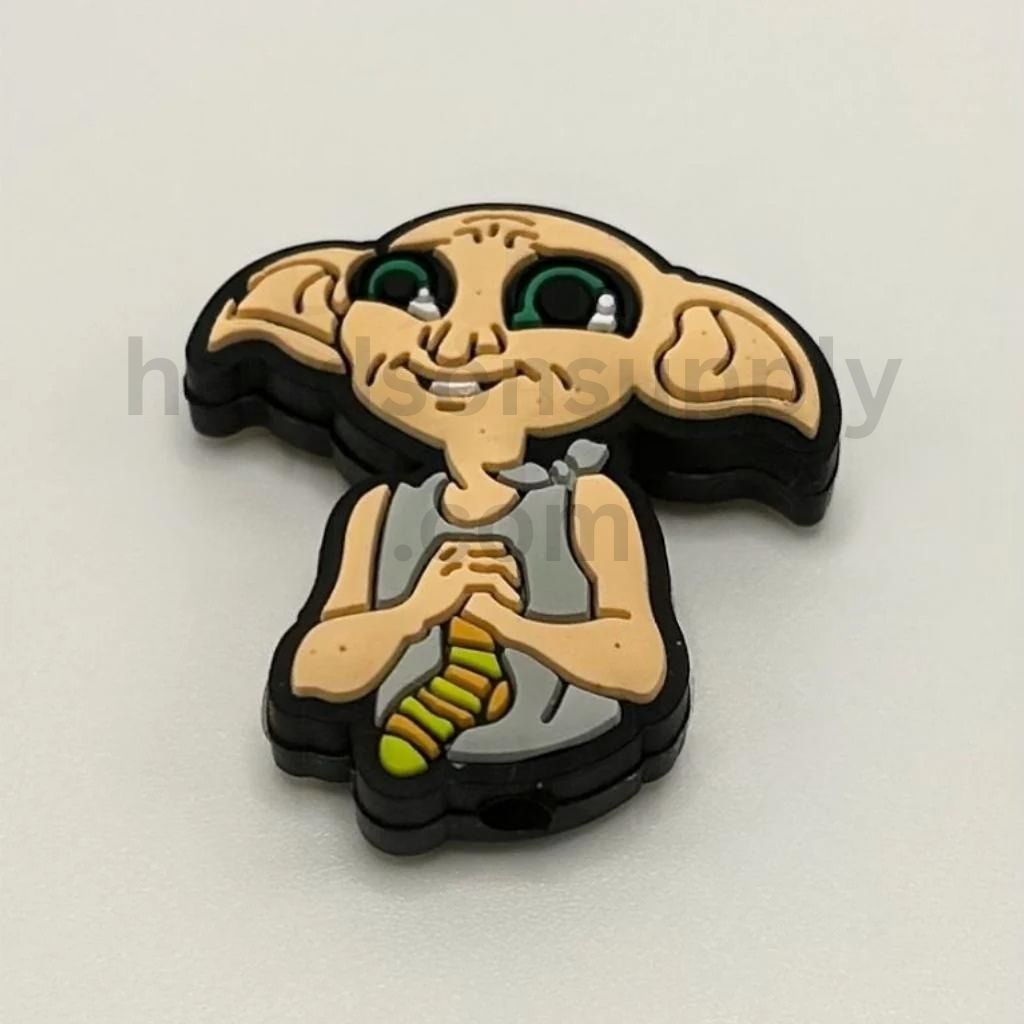 Dobby House Elf Shield Character with Striped Sock Silicone Focal Beads