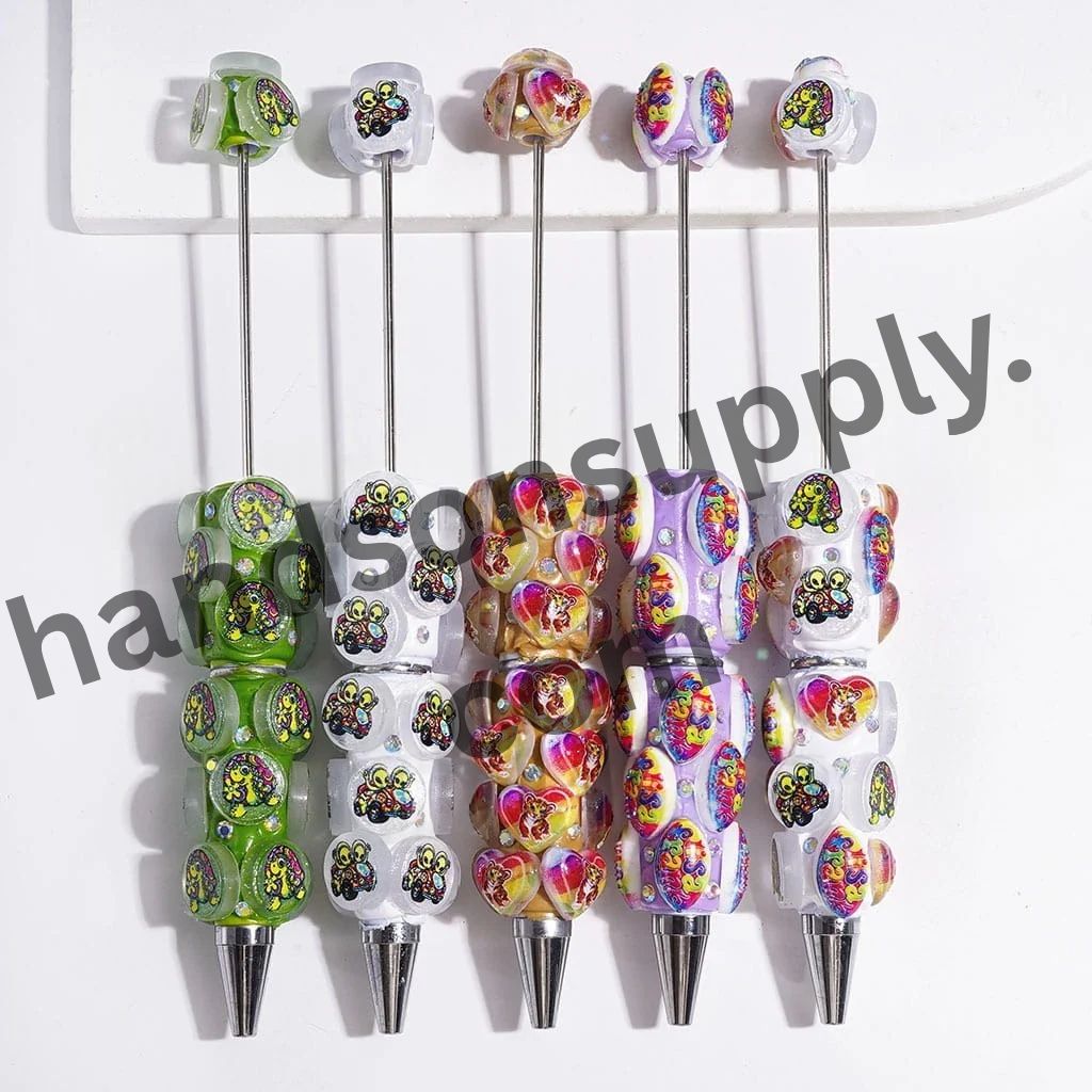 Vibrant Animal Character Series with Sparkling AB Rhinestones Beadable Clay Pen