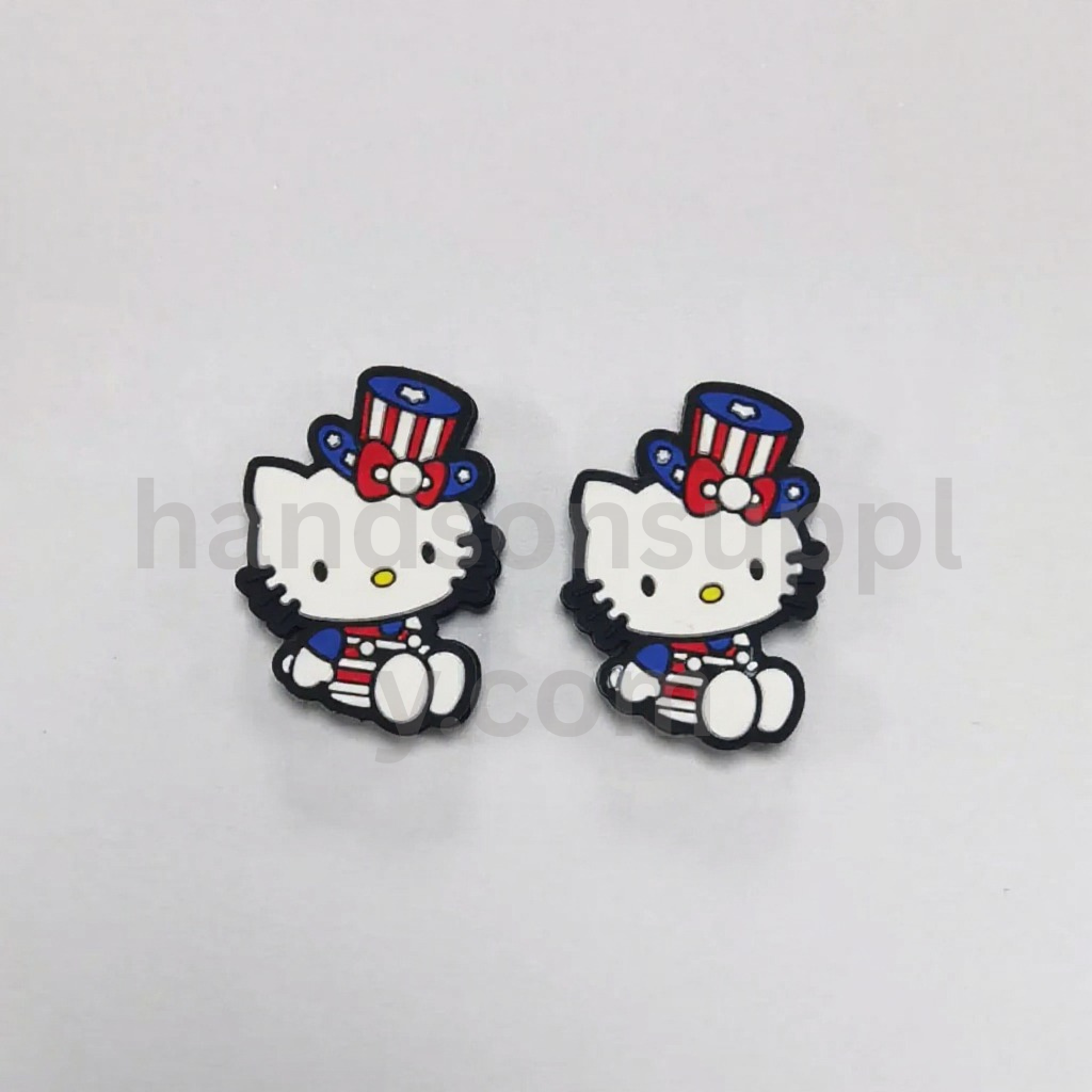 Cute Hat T-shirt HK Kitten with USA America Flag Silicone Focal Beads