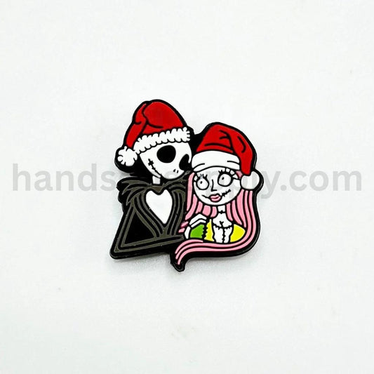 Jack and Wife in Santa Hat Halloween Theme Silicone Focal Beads