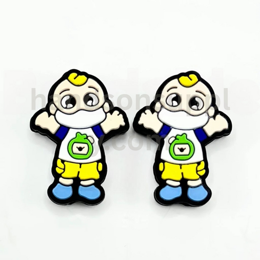 Cute CoComelo Baby Boy with a Mask J Silicone Focal Beads