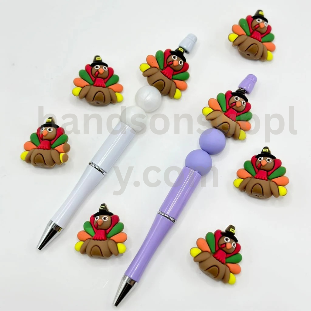 Colorful 3D Turkey Thanksgiving Silicone Focal Beads