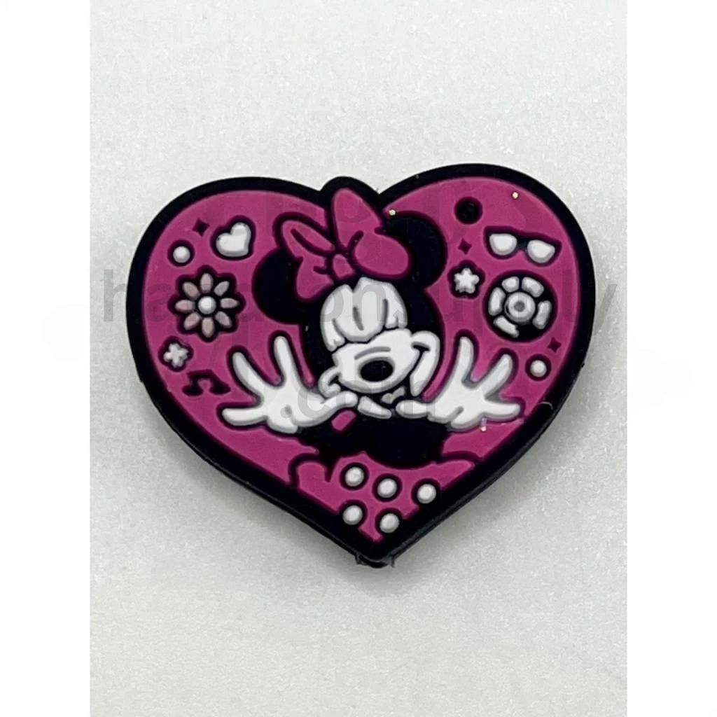 Mickyy Mouse Love Pink Heart Shaped Girl Silicone Focal Beads