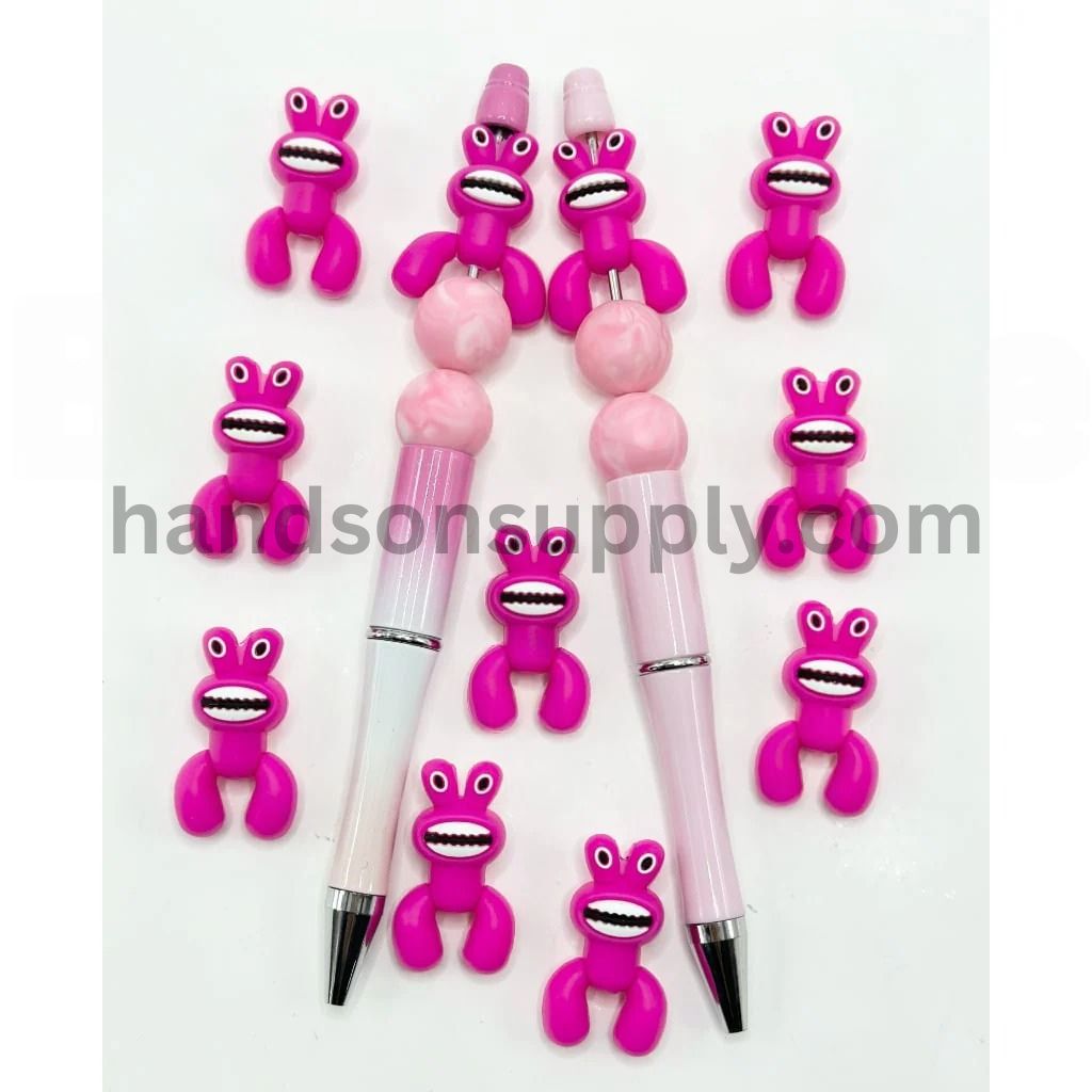 3D Cartoon Rainbow Frien Pink Gooe Silicone Focal Beads