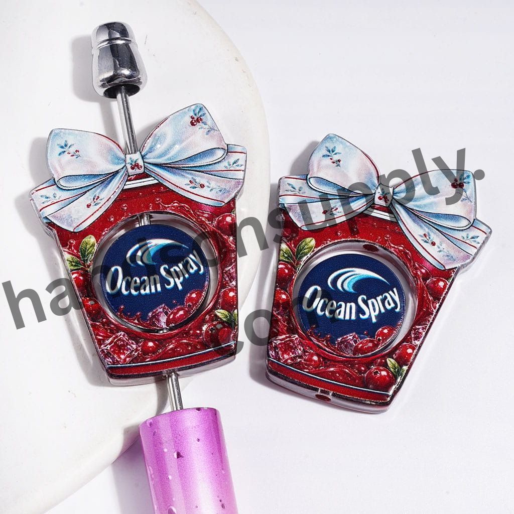 Charming Hollow Juice Cup with Bowtie & Mini Detail Semi-Clear Flat Round Acrylic Beads (Please Read the Description)