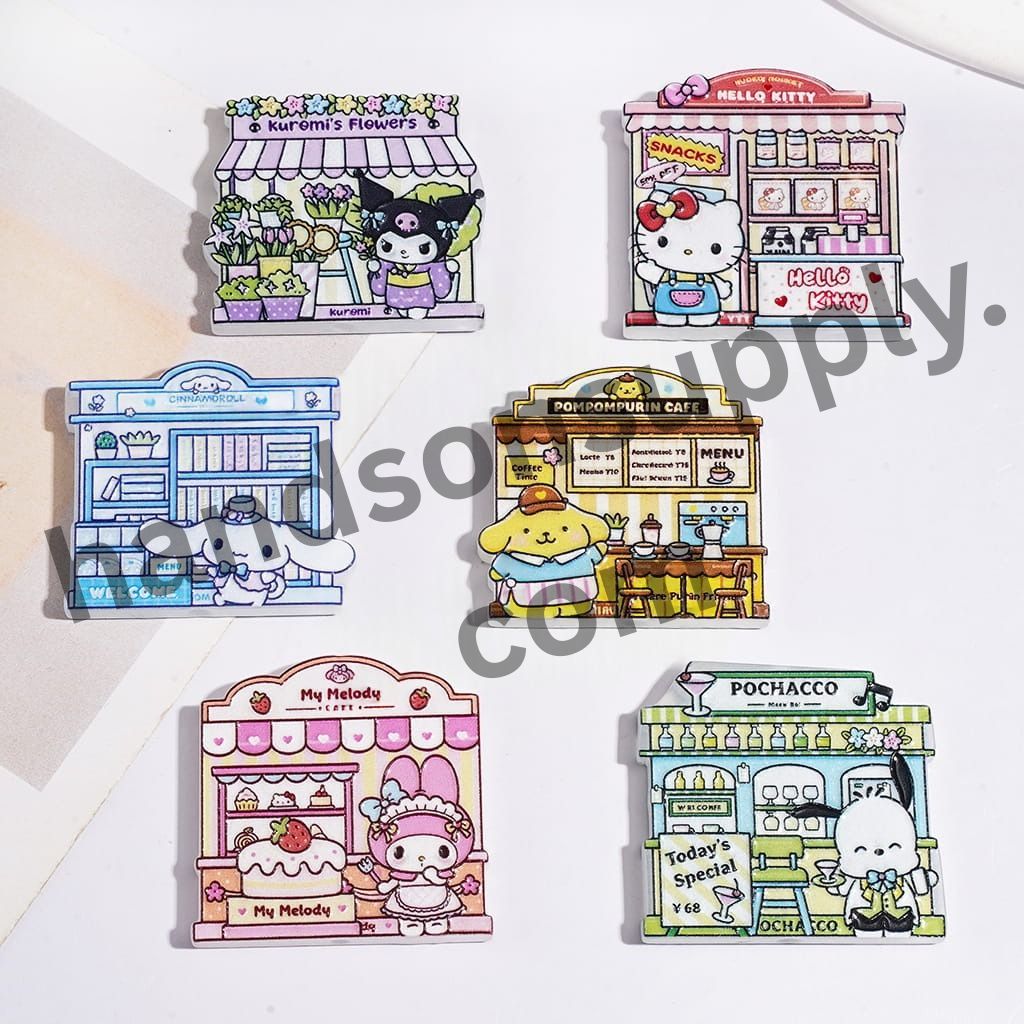 Adorable Playful Animal Character Designs, Shop-Themed Acrylic Beads, Random Mix