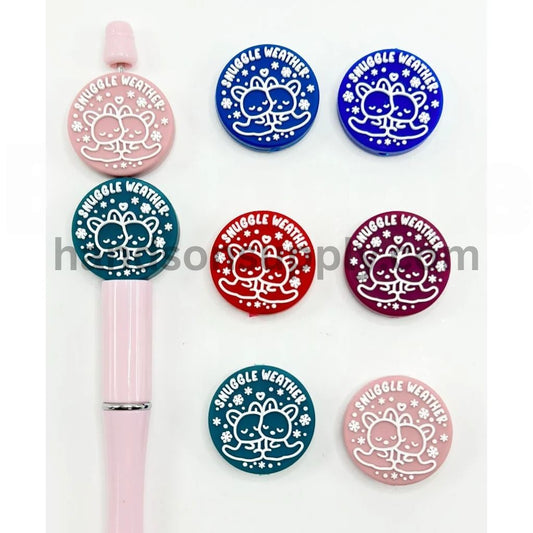 Winter Snow Flowers Flakes Snuggle Weather Cute Rabbits Bunnies Silicone Focal Beads, Random Mix