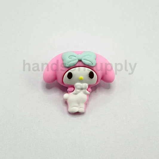 3D Kawaii Craft Pink My Melody Inspired Bunny Character Silicone Focal Beads