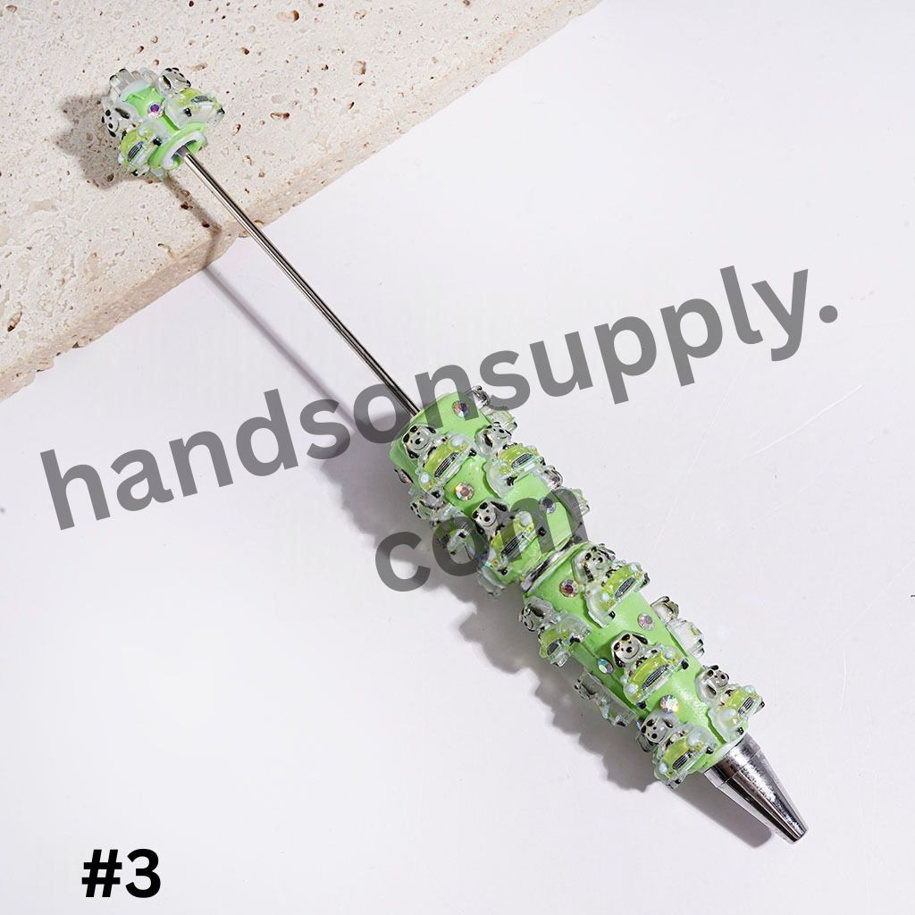 Playful Beagle Dog Classic Animation Character Driving Car with Sparkling AB Rhinestone, Beadable Clay Pen, Multi-Color
