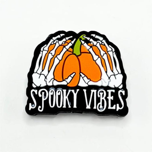 Skeleton Hands Hold a Pumpkin Spooky Vibes Silicone Focal Beads