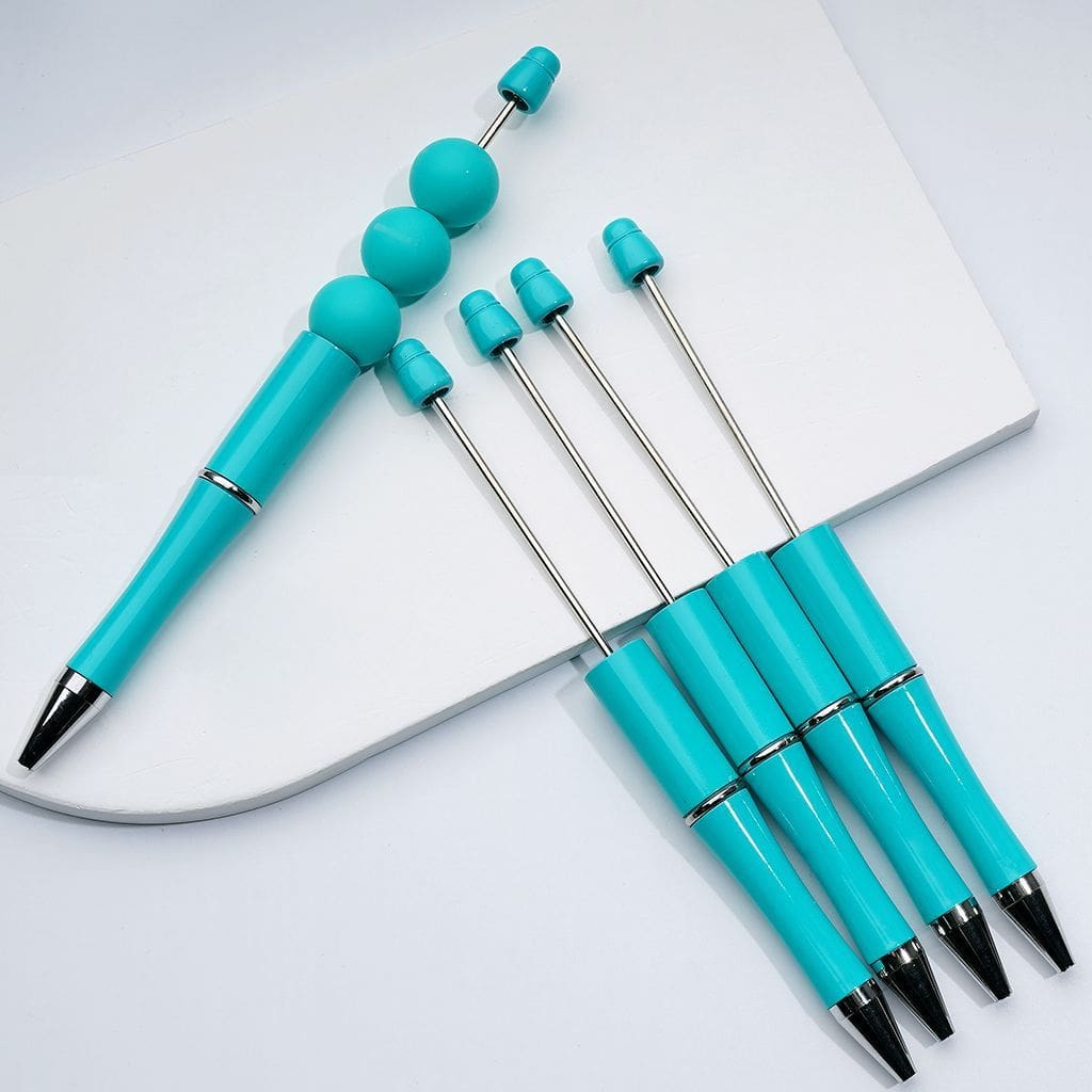 Teal Beadable Plastic Pen, Perfect Match for No.1 Solid Color Silicone Beads (See Picture Below)