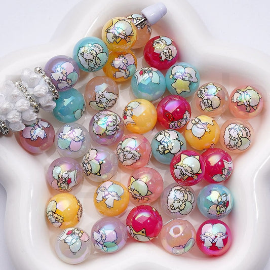 UV-Coated Acrylic Beads – Jelly Colors & Adorable Little Twin Star Design – 16MM Assorted Mix