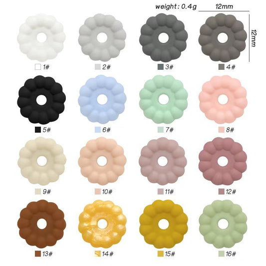 Flat Silicone Focal Beads in Coin Shape with Pumpkin Stripes and Multi-Color Design, 12MM