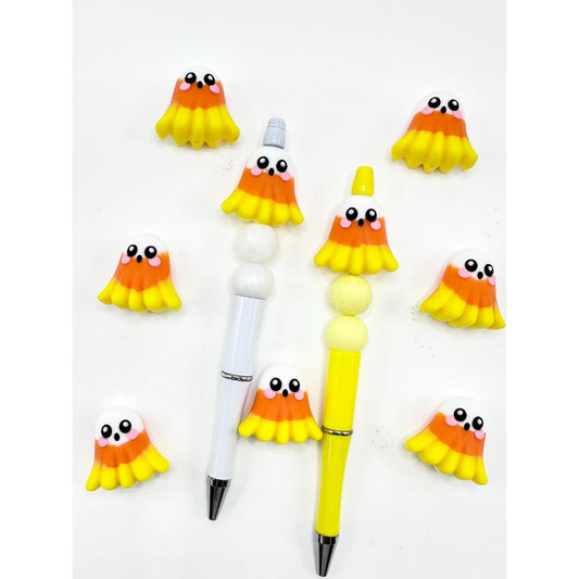 Yellow Orange White 3D Cute Tricolor Ghost Silicone Focal Beads