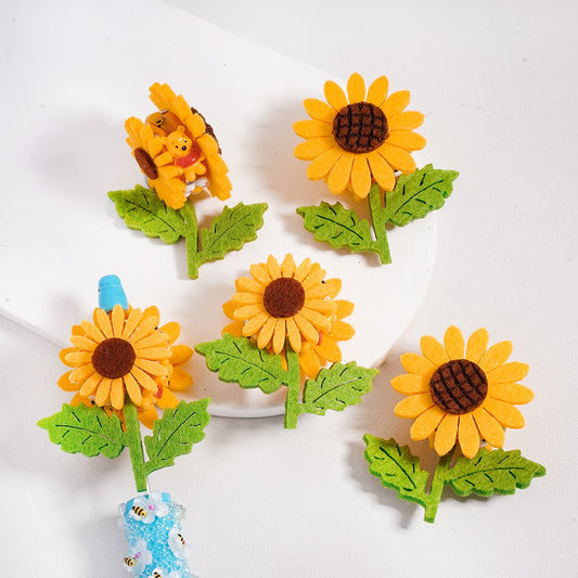 Winnie the Pooh with Bee & Hunny Pot, Rhinestones, Flowers & Fabric Sunflowers Design Clay Beads