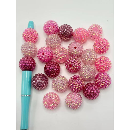Round Large Red Pink Acrylic Beads, Random Mix, 20MM