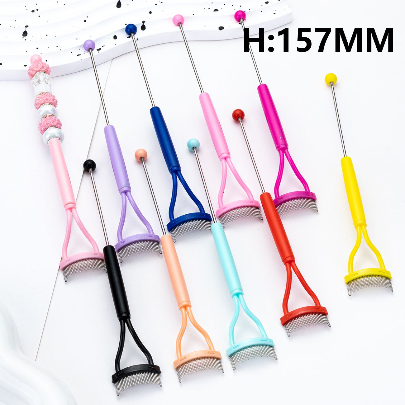 Beadable Eyelash Curler Tool Separator Comb Solid Color 157MM Random Mix