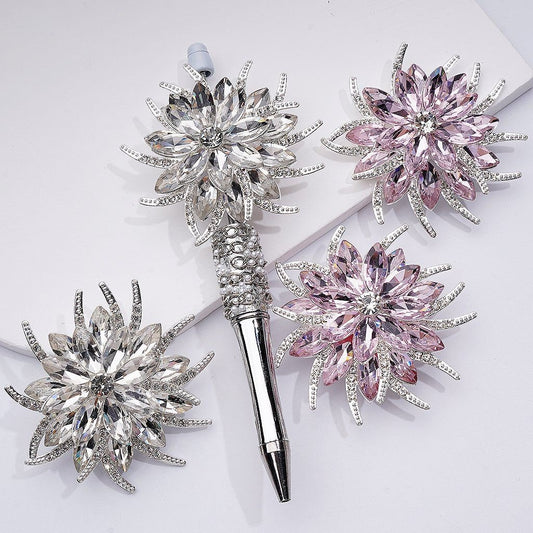Silver Alloy Flower with Shiny Rhinestones Fancy Cute Hearts White Pearls Clay Beads 64MM