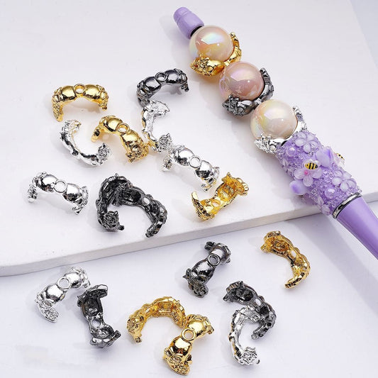 Halloween Skull & Rose Bead Cage Cap Fancy Mixed Metal Skeleton Design (Fits 16MM)