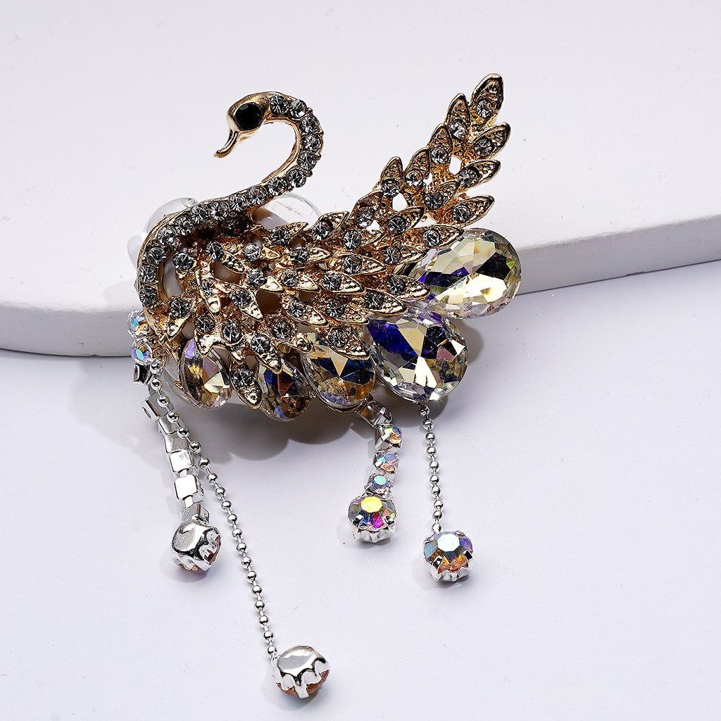 Gold Swan Clay Beads – 40x36x15MM Fancy Alloy with Rhinestones, Chains, Hearts, Butterflies & More