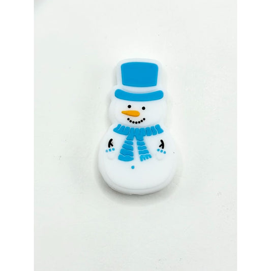 Snowman Orange Nose with Blue Hat Scarf Silicone Focal Beads