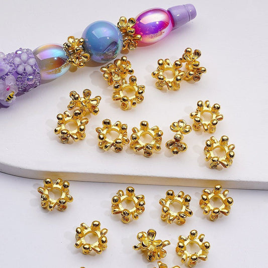 Three-Petal Flower Spacer Bead Fancy Gold Alloy 12MM