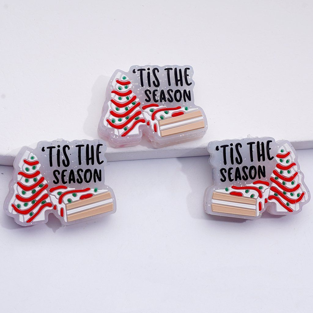 Tis the Season Christmas Silicone Focal Beads (Ship Out in Around 4-7 Days After Ordering and Minimum Order 20 Pieces)