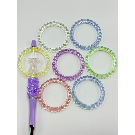 Translucent Loop Ring Bling Bling Acrylic Beads, Random Mix, 50MM