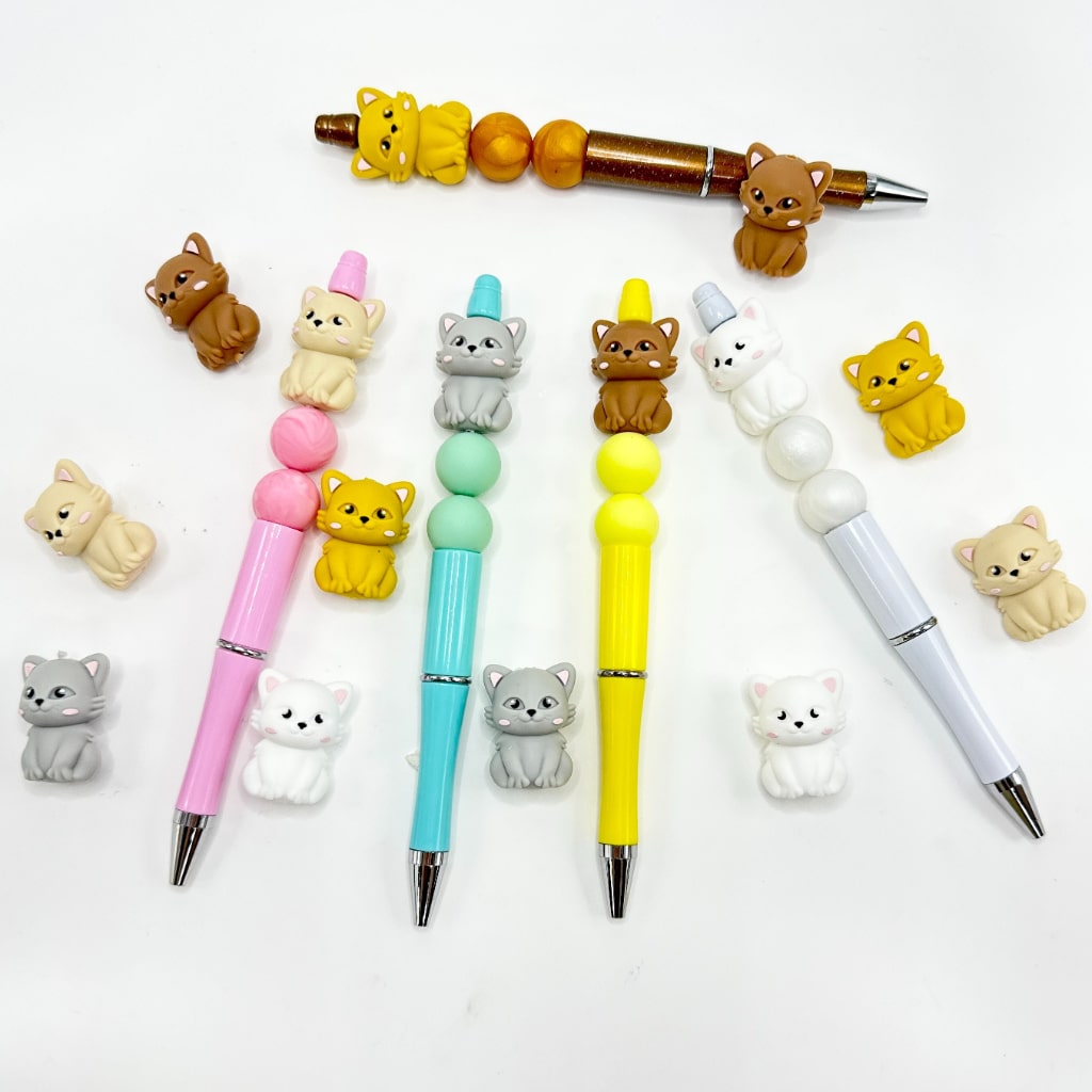 3D Cute Mini Adorable Kitten Cats Silicone Focal Beads
