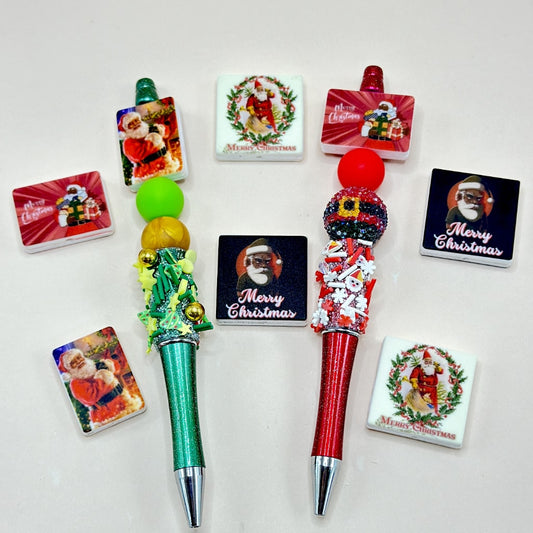 Topic Santa Claus Gifts Merry Christmas Silicone Focal Beads, Random Mix