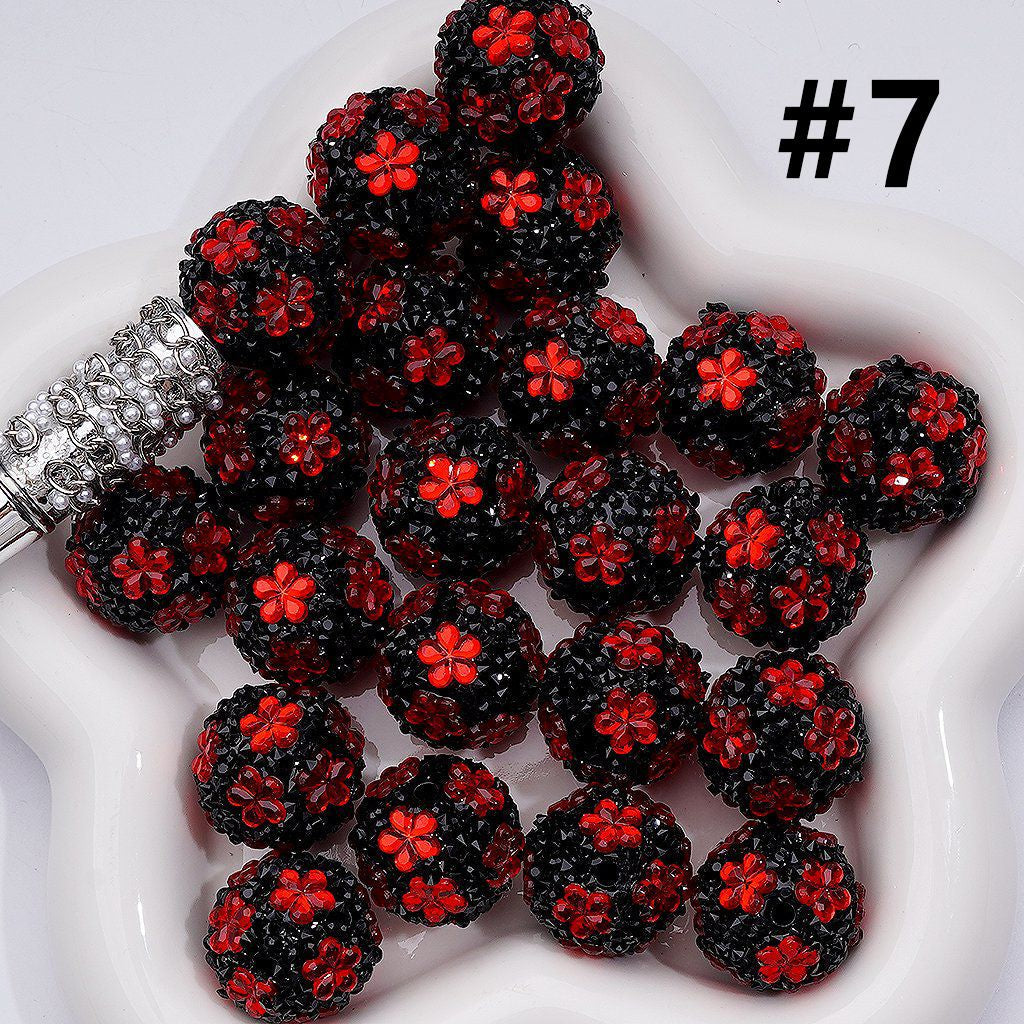 Mini Shiny Cone Shape Cute Flowers Acrylic Beads Clear Rhinestones Round, 20MM