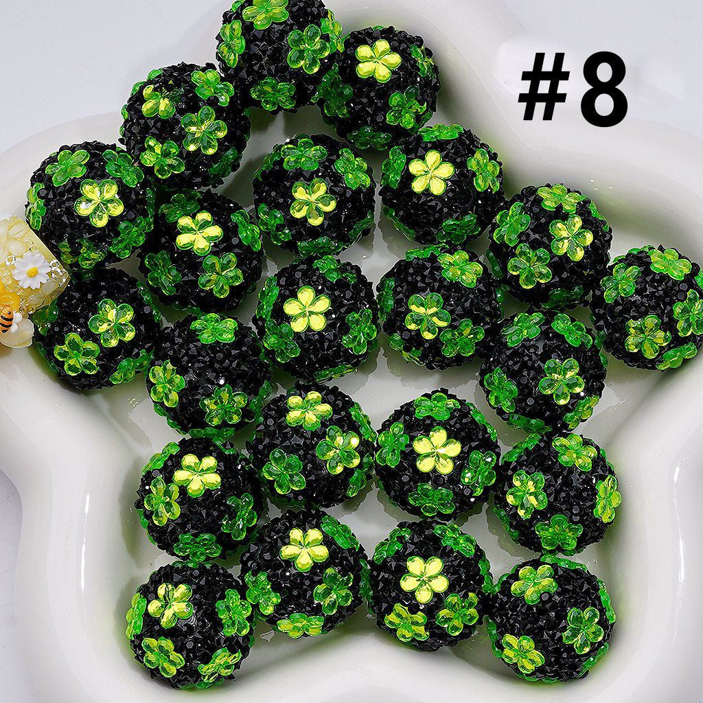 Mini Shiny Cone Shape Cute Flowers Acrylic Beads Clear Rhinestones Round, 20MM