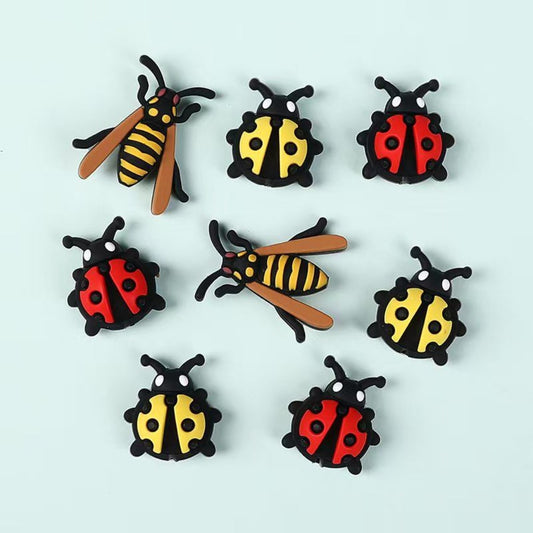 Random Mix of 3D Insect Silicone Focal Beads Cute Hornet & Ladybug Charms for Crafts