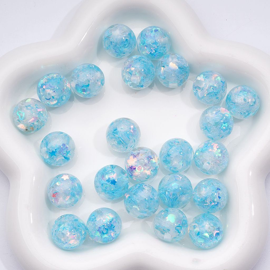 Glittering Acrylic Beads 16MM Clear Rounds with Colorful Snowflakes, Stars, Moons & More