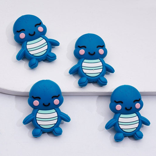 Cute Blue Turtle Silicone Focal Beads Adorable Little Tortoise-Inspired Design