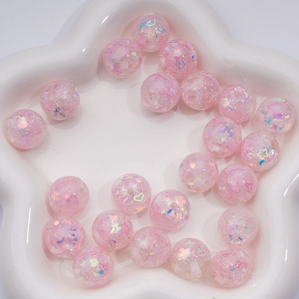 Glittering Acrylic Beads 16MM Clear Rounds with Colorful Snowflakes, Stars, Moons & More