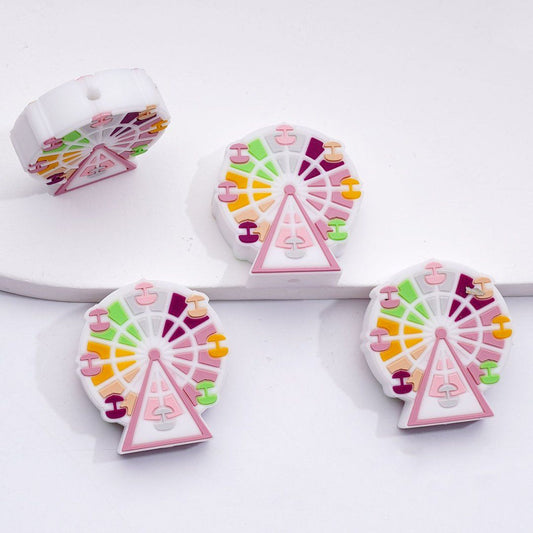 Cute Mini Ferris Wheel Silicone Focal Beads Vivid Sky-Inspired Carnival Design