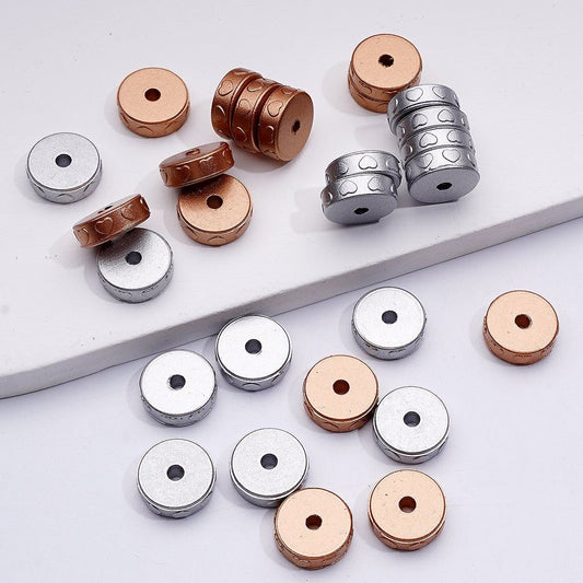 Round Flat Spacer Beads with Gold & Silver Heart Prints 12MM Silicone Accents for Jewelry & Crafts