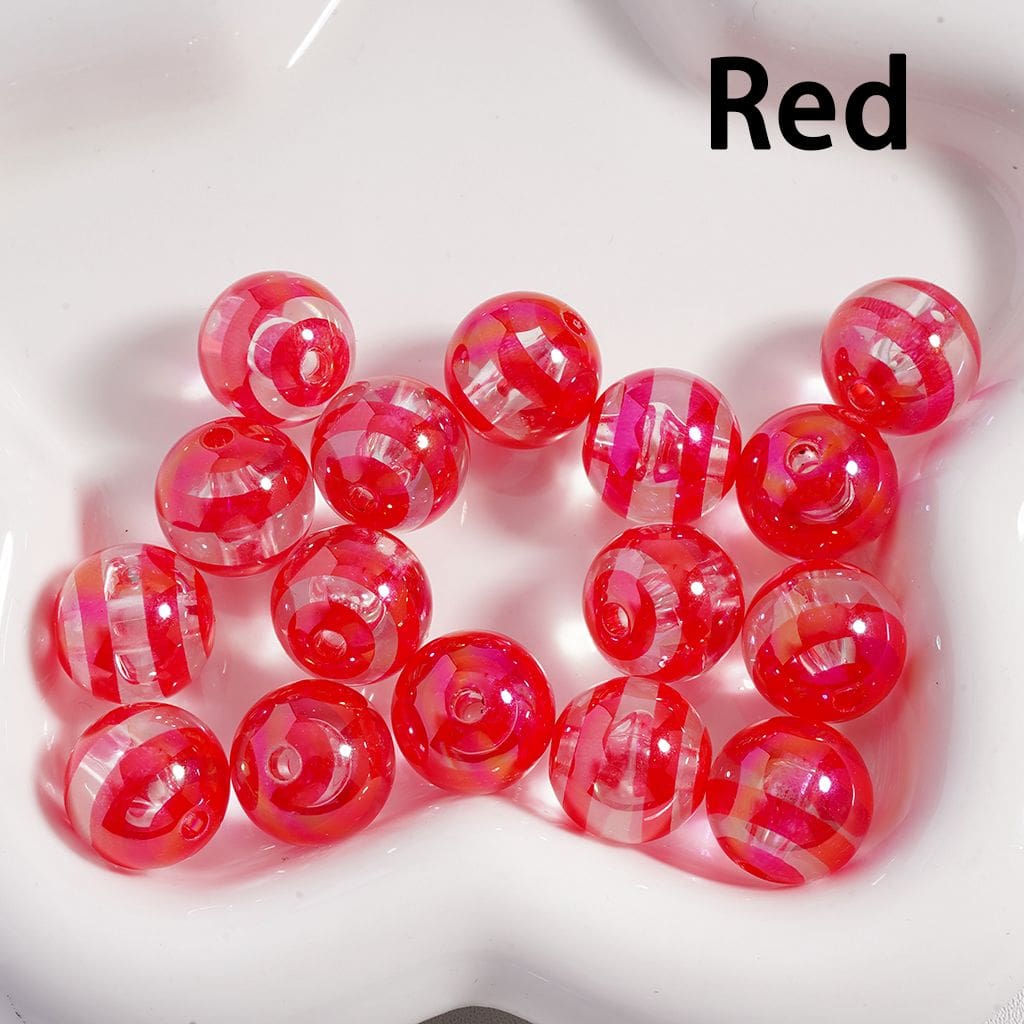 Multi-Color Swirl Stripes Clear Round Acrylic Beads 16MM (Single Color Bag of 200pcs Available)