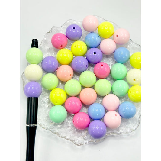 Round Candy Color Acrylic Beads, Random Mix, 20MM