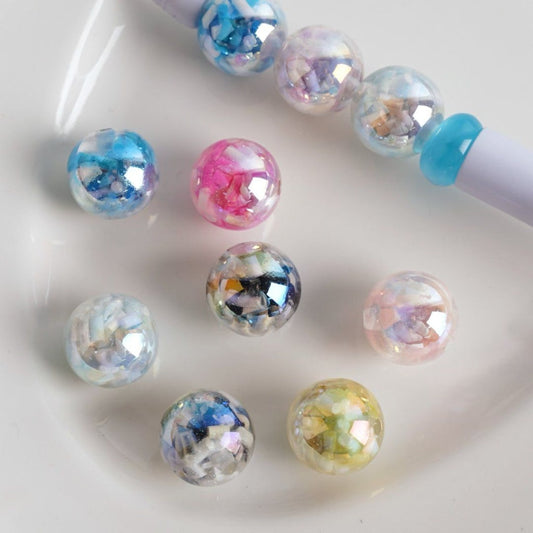 Round Glitter Clear Colorful Mini Resin Items Inside Acrylic Beads, 16MM, Random Mix